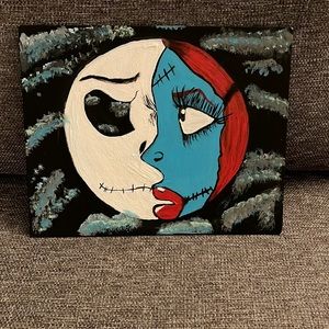 Custom canvas painting “Jack & Sally” 8in x 10in